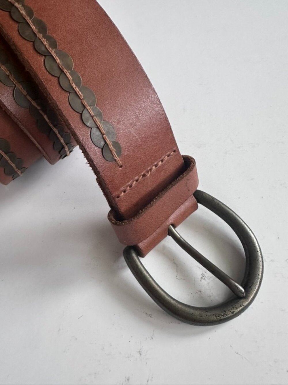 A&F Vintage circa Y2K Leather Belt Womens with Sequin Detailing - S